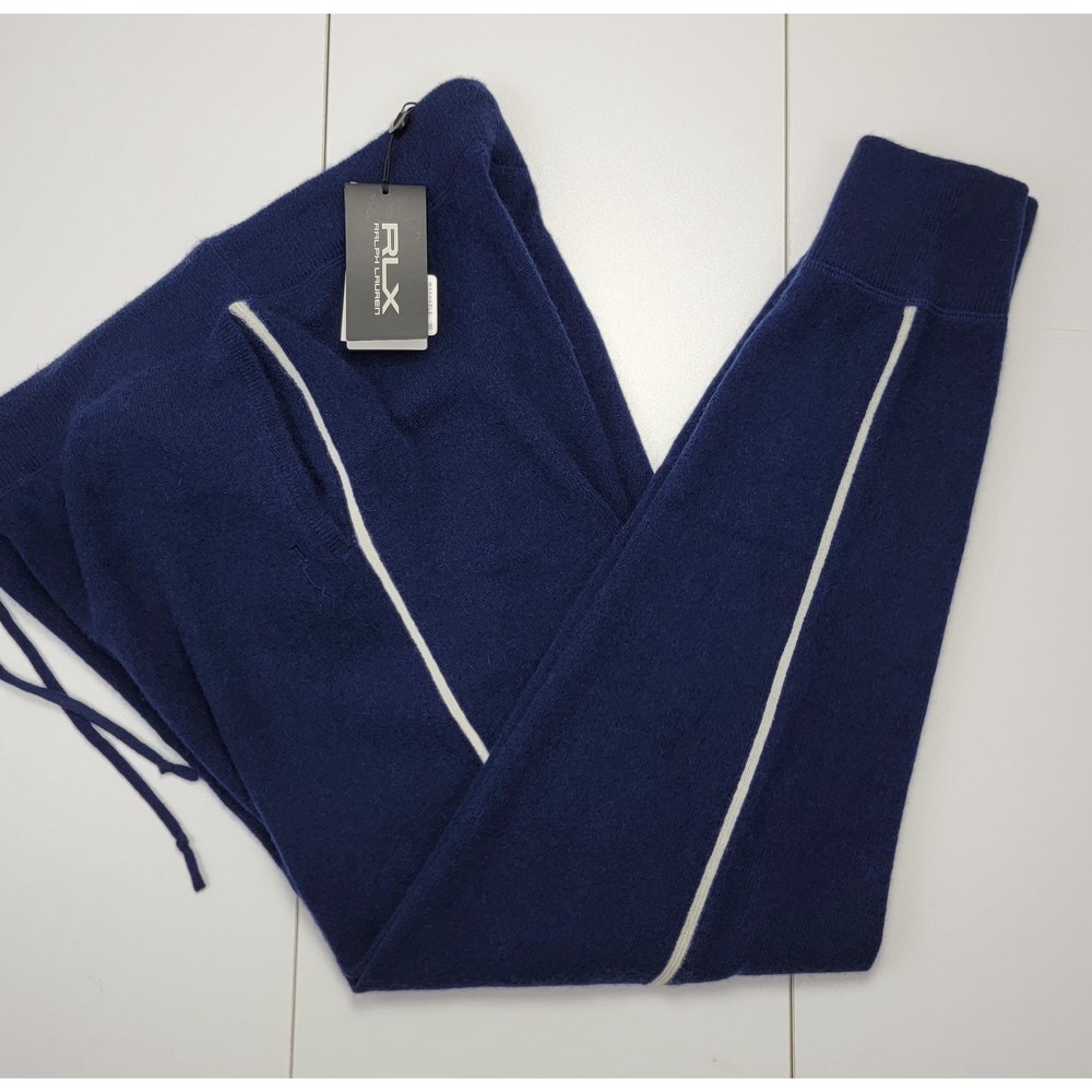 Ralph Lauren RLX Cashmere Jogger Sweatpant Womens M Athleisure Navy Washable New